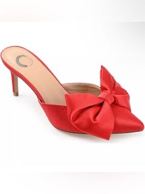 Journee Collection Red Bow Heels